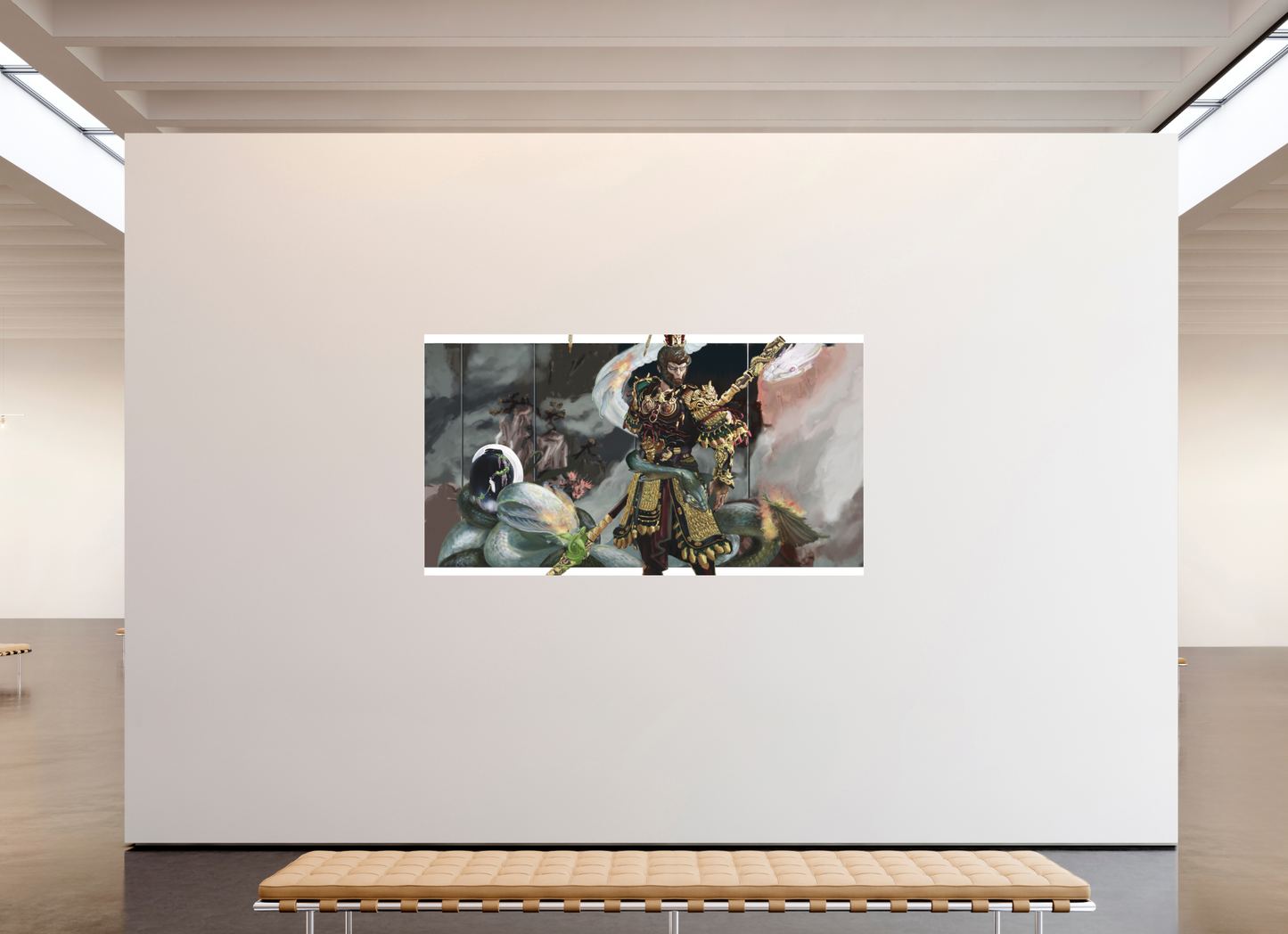 218,7 x 120 cm, Fine Art pigment print behind acrylic glass frameless Wukong Dream behind acrylic glass