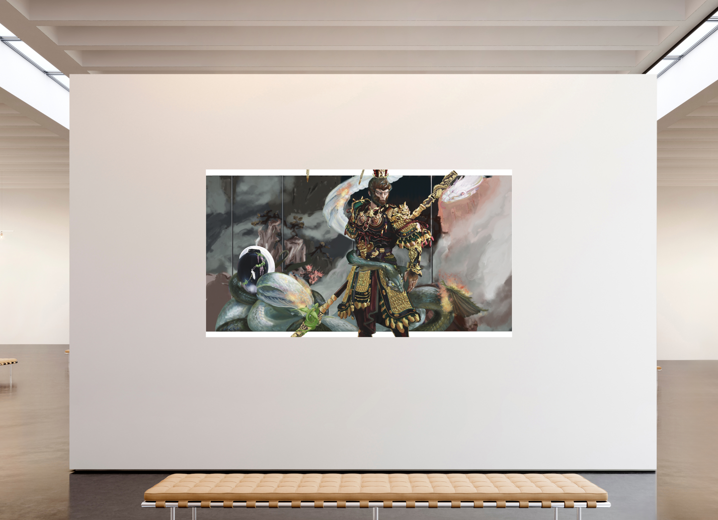 273,4 x 150 cm, Fine Art pigment print behind acrylic glass frameless Wukong Dream behind acrylic glass