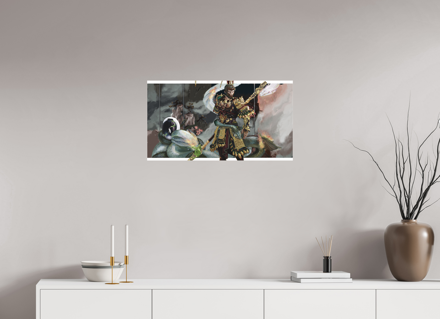 72,9 x 40 cm, Fine Art pigment print behind acrylic glass frameless Wukong Dream behind acrylic glass
