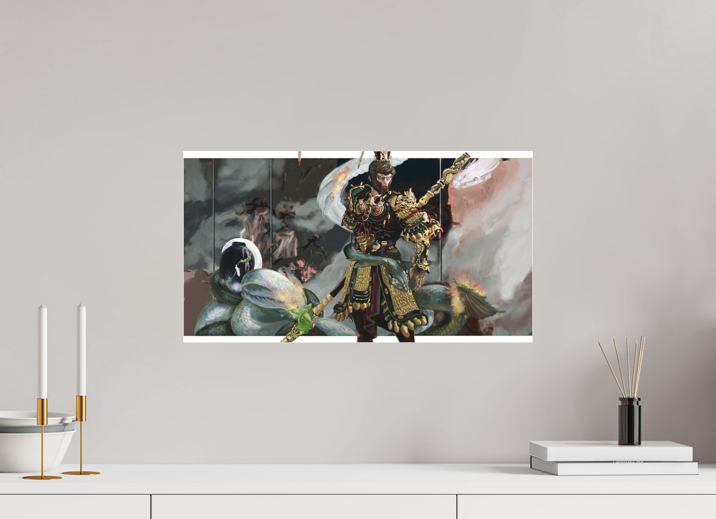 54,7 x 30 cm, Fine Art pigment print behind acrylic glass frameless Wukong Dream behind acrylic glass