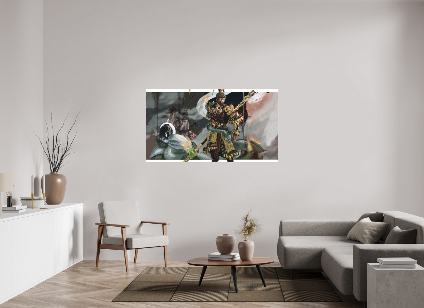 164,1 x 90 cm, Fine Art pigment print behind acrylic glass frameless Wukong Dream behind acrylic glass