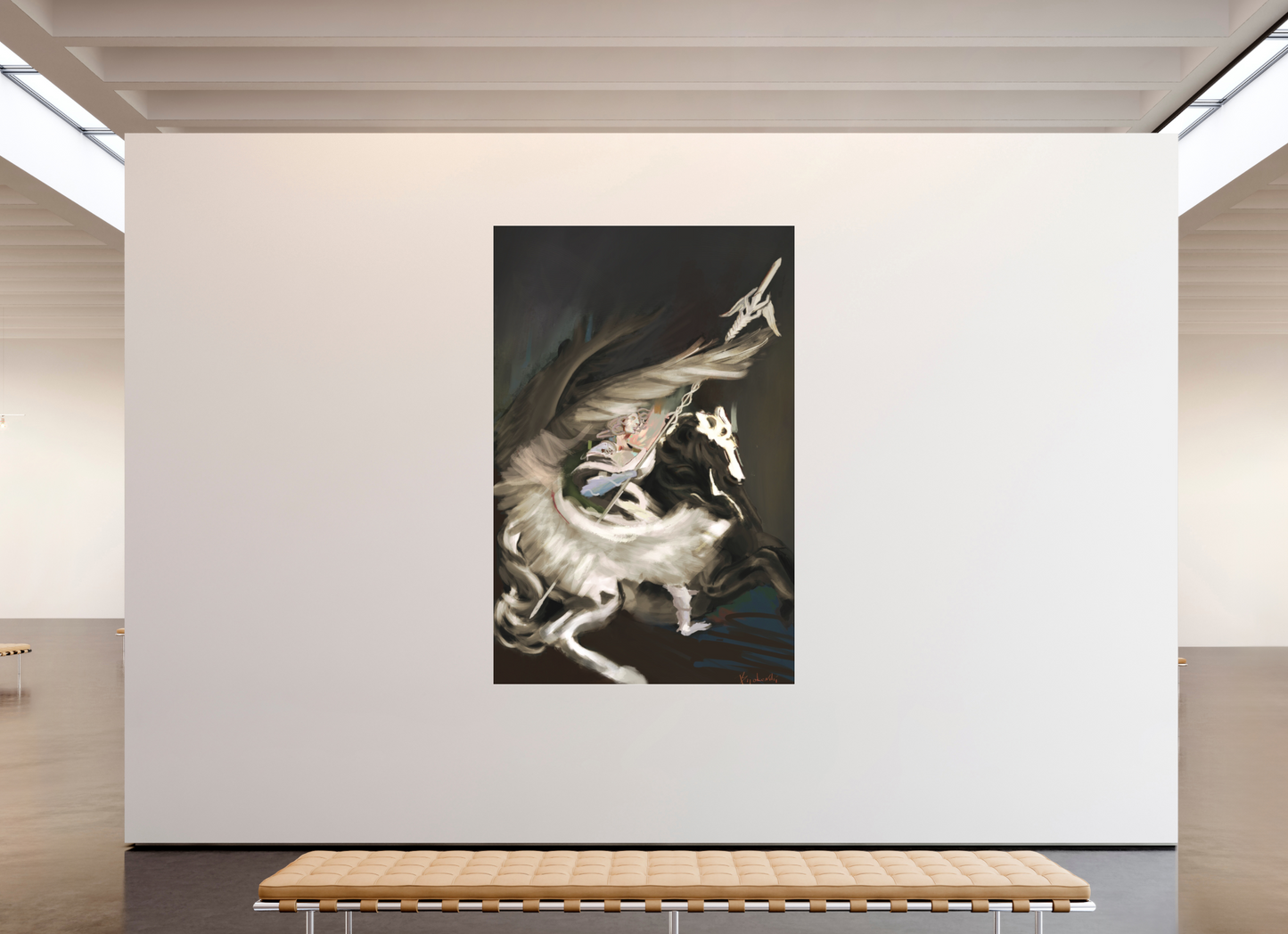 150 x 228,4 cm, Fine Art pigment print behind acrylic glass frameless Medusa and Pegasus on acrylic glass