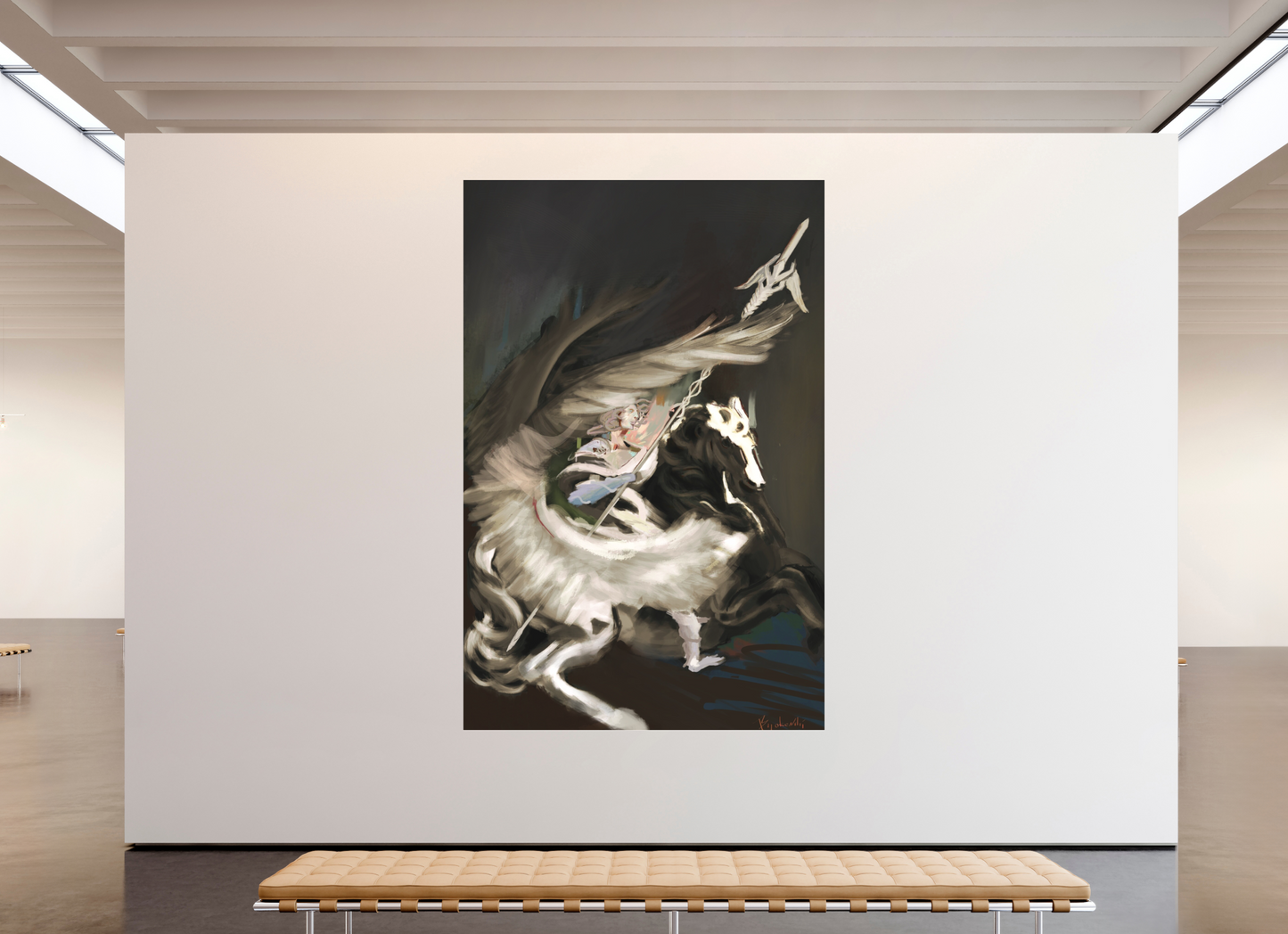 180 x 274,1 cm, Fine Art pigment print behind acrylic glass frameless Medusa and Pegasus on acrylic glass