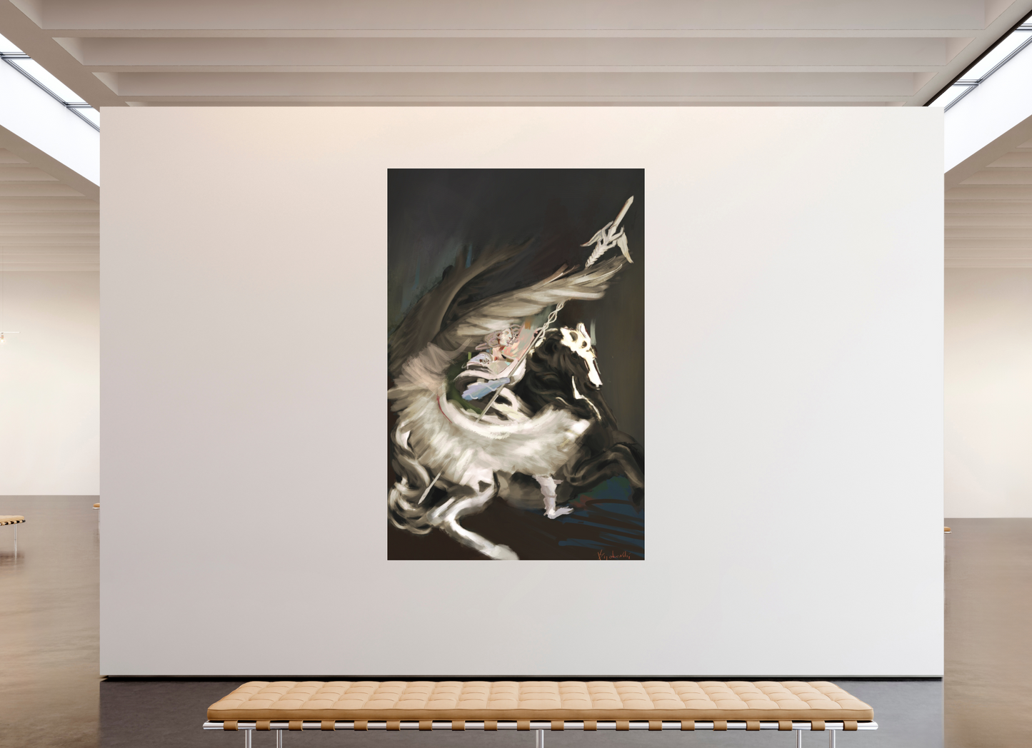 160 x 243,7 cm, Fine Art pigment print behind acrylic glass frameless Medusa and Pegasus on acrylic glass