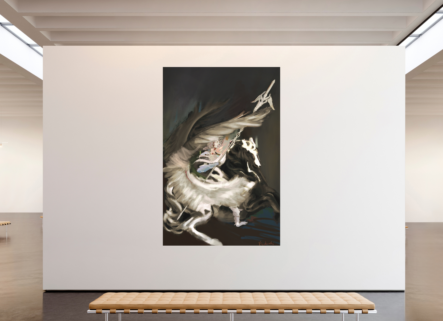 170 x 258,9 cm, Fine Art pigment print behind acrylic glass frameless Medusa and Pegasus on acrylic glass