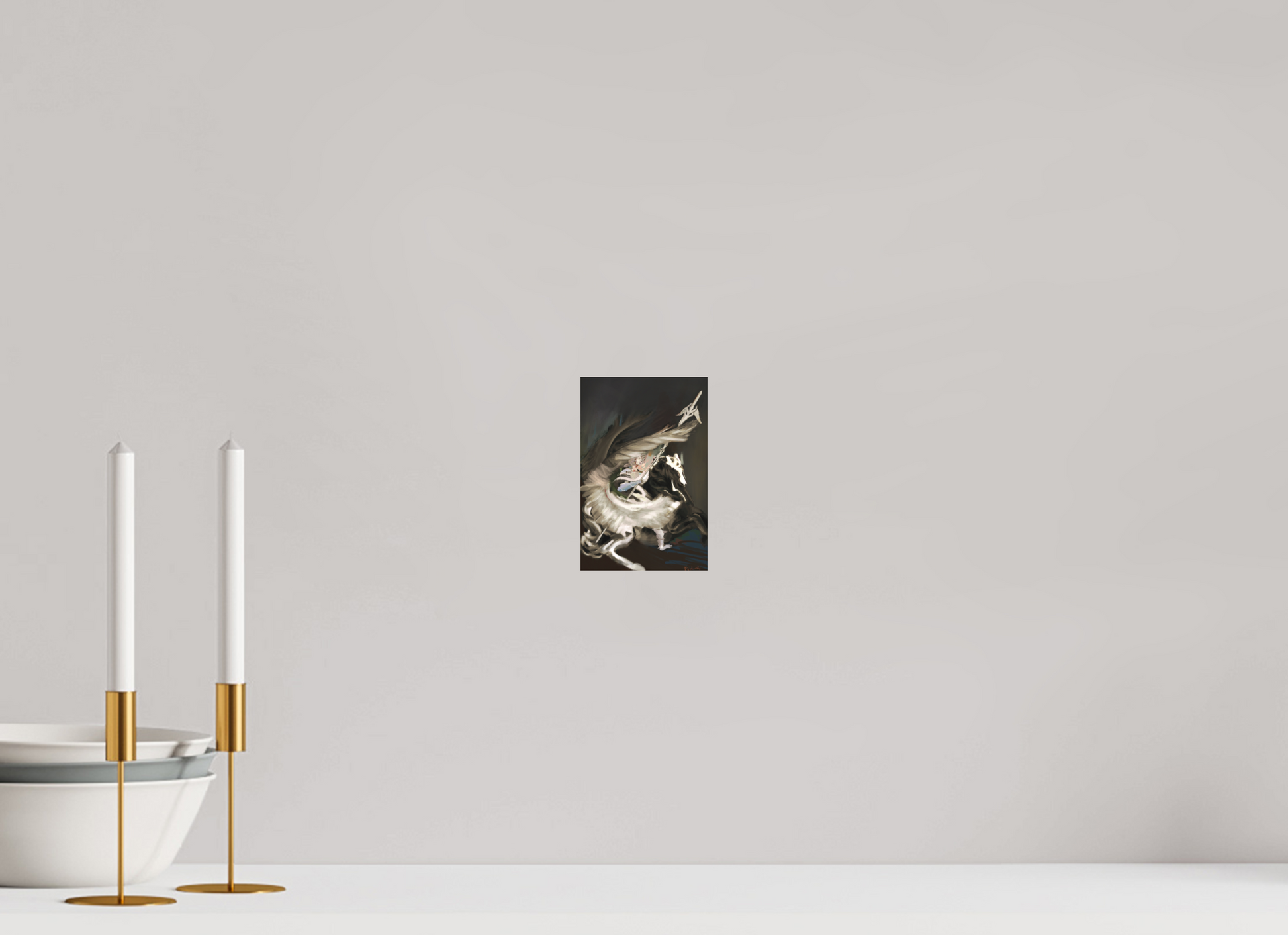 10 x 15,2 cm, Fine Art pigment print behind acrylic glass frameless Medusa and Pegasus on acrylic glass