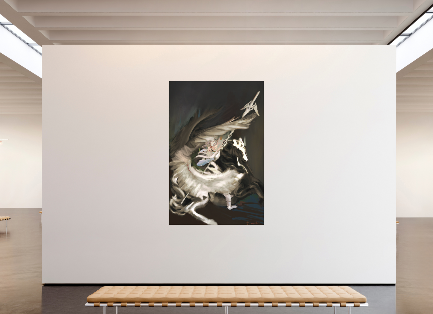 140 x 213,2 cm, Fine Art pigment print behind acrylic glass frameless Medusa and Pegasus on acrylic glass